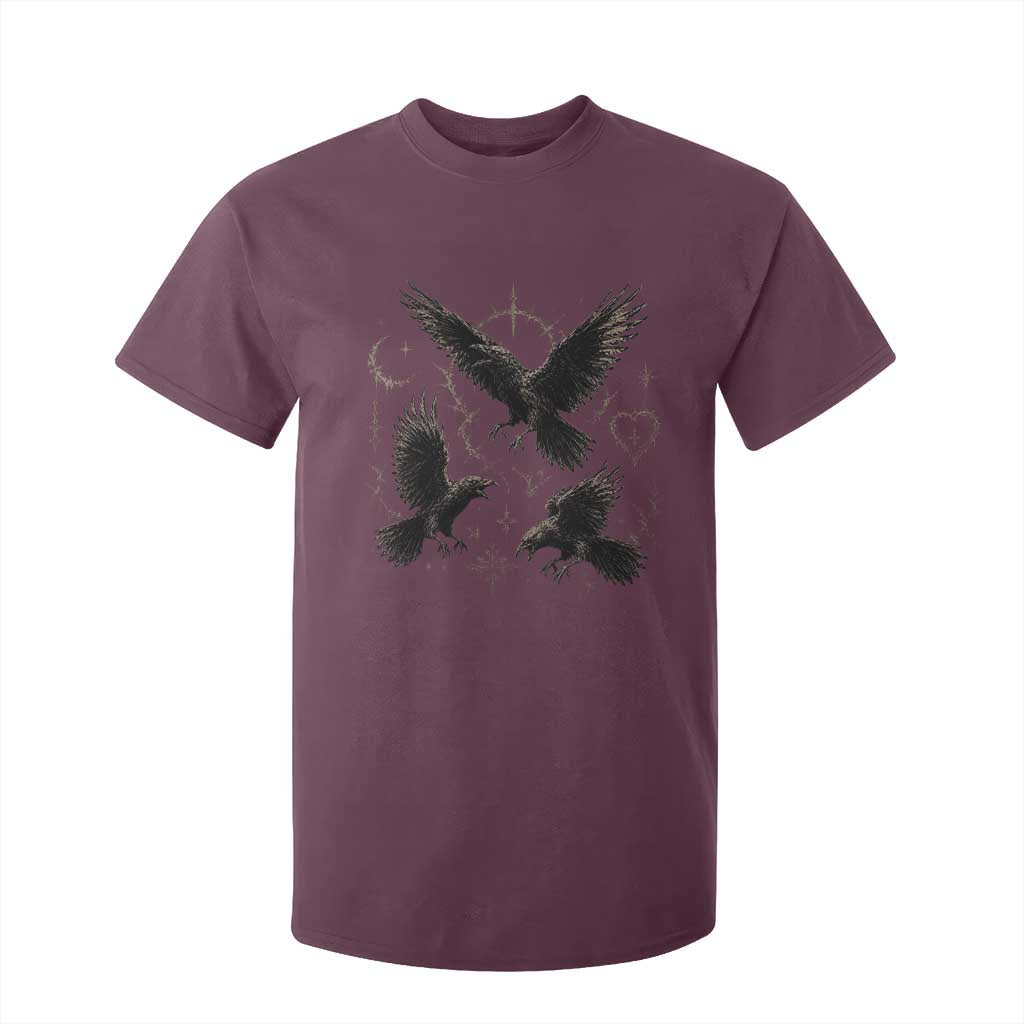 Flying Raven Crow T Shirt For Kid Black Bird Gothic Occult Cyber Y2K Dark Academia Ravens Graphic