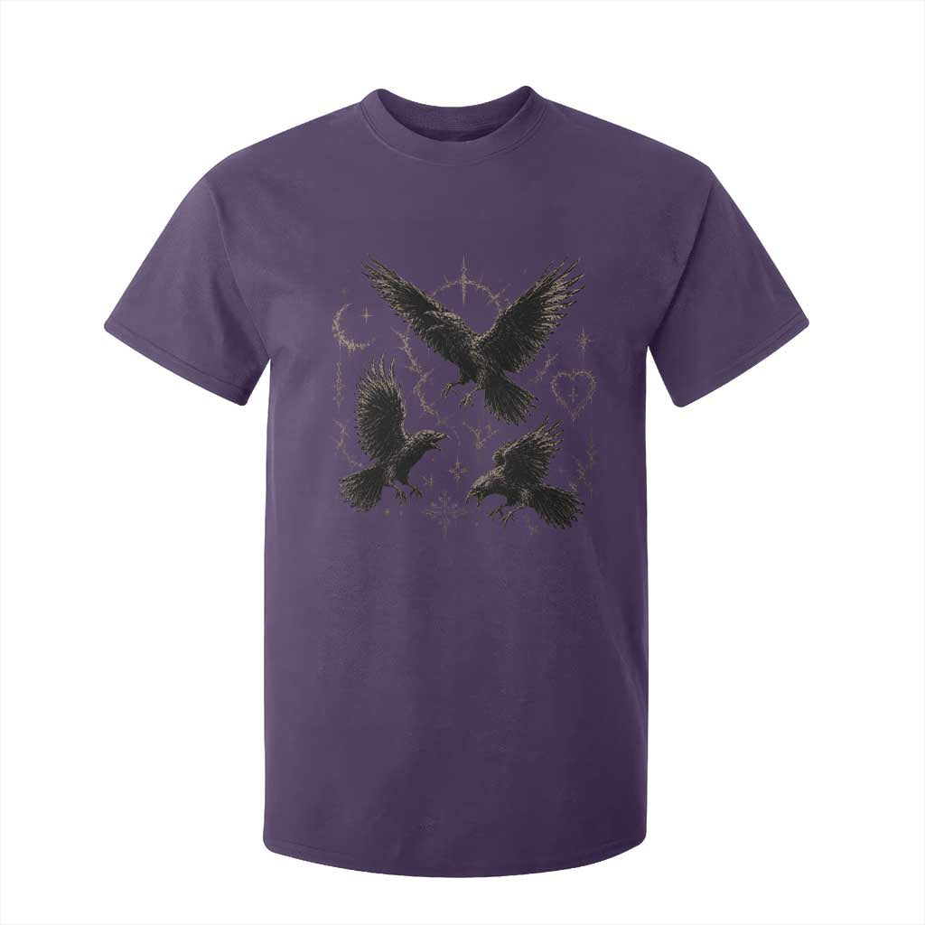 Flying Raven Crow T Shirt For Kid Black Bird Gothic Occult Cyber Y2K Dark Academia Ravens Graphic