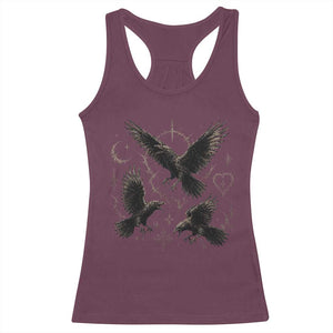 Flying Raven Crow Racerback Tank Top Black Bird Gothic Occult Cyber Y2K Dark Academia Ravens Graphic