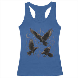 Flying Raven Crow Racerback Tank Top Black Bird Gothic Occult Cyber Y2K Dark Academia Ravens Graphic