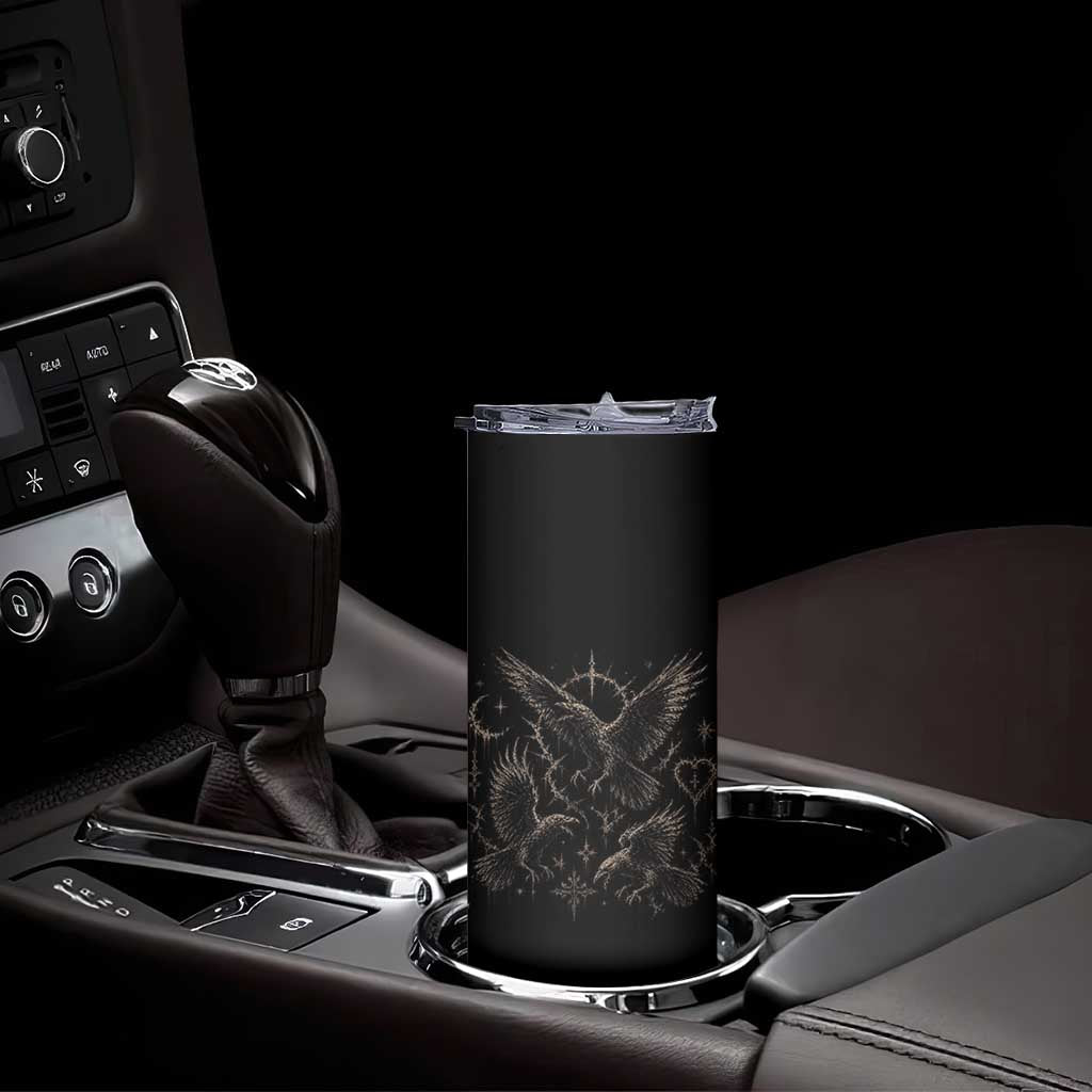 Flying Raven Crow Skinny Tumbler Black Bird Gothic Occult Cyber Y2K Dark Academia Ravens Graphic