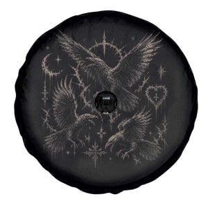 Flying Raven Crow Spare Tire Cover Black Bird Gothic Occult Cyber Y2K Dark Academia Ravens Graphic