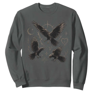 Flying Raven Crow Sweatshirt Black Bird Gothic Occult Cyber Y2K Dark Academia Ravens Graphic