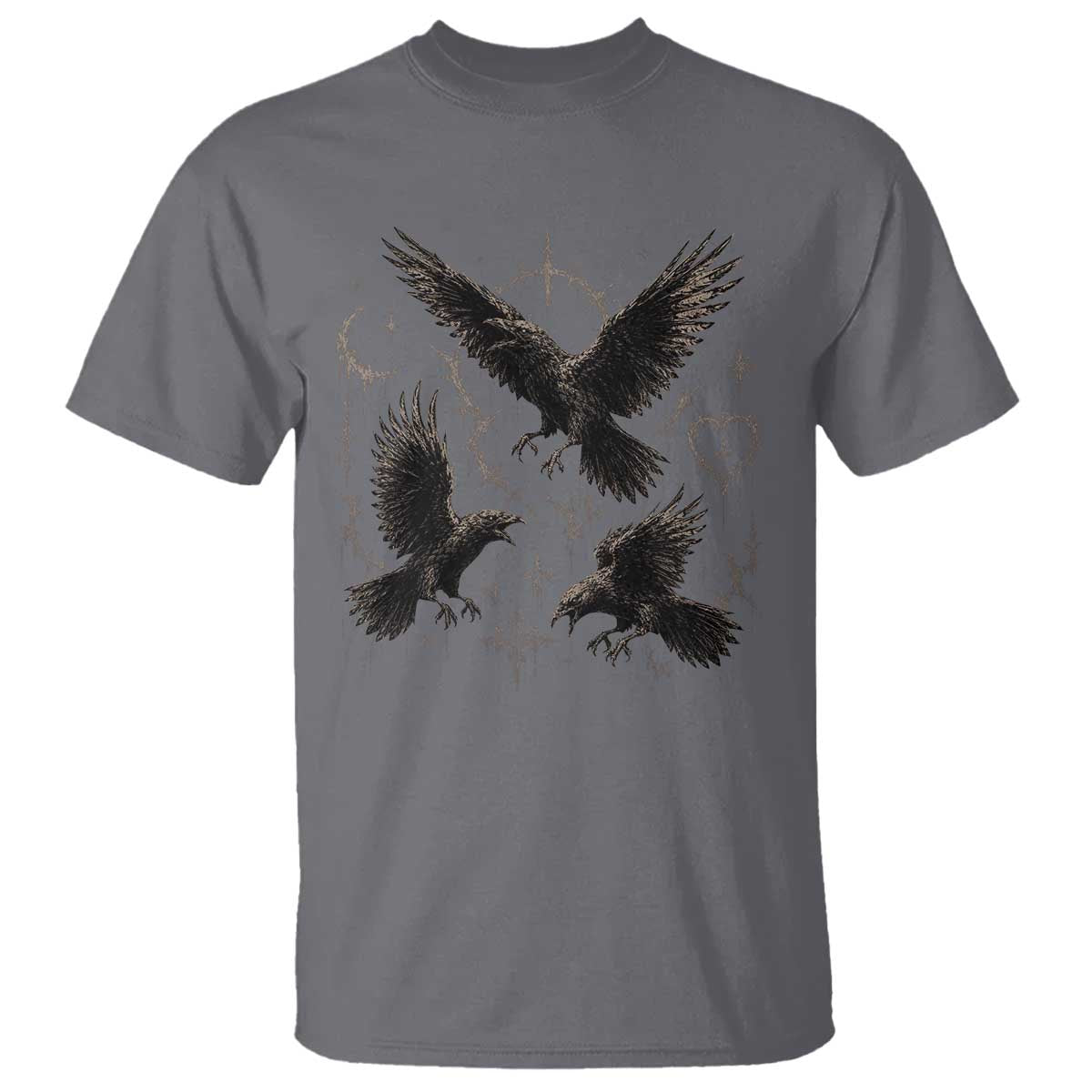Flying Raven Crow T Shirt Black Bird Gothic Occult Cyber Y2K Dark Academia Ravens Graphic