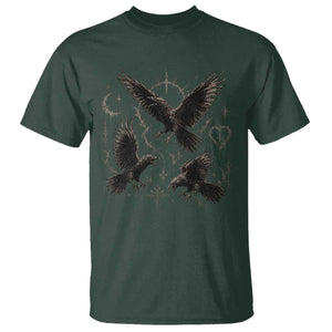 Flying Raven Crow T Shirt Black Bird Gothic Occult Cyber Y2K Dark Academia Ravens Graphic