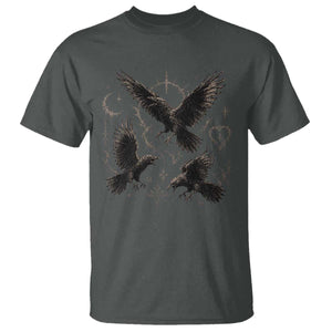 Flying Raven Crow T Shirt Black Bird Gothic Occult Cyber Y2K Dark Academia Ravens Graphic