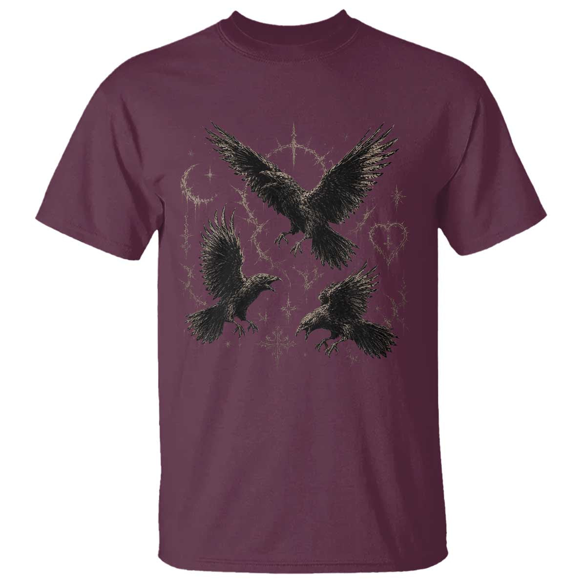 Flying Raven Crow T Shirt Black Bird Gothic Occult Cyber Y2K Dark Academia Ravens Graphic