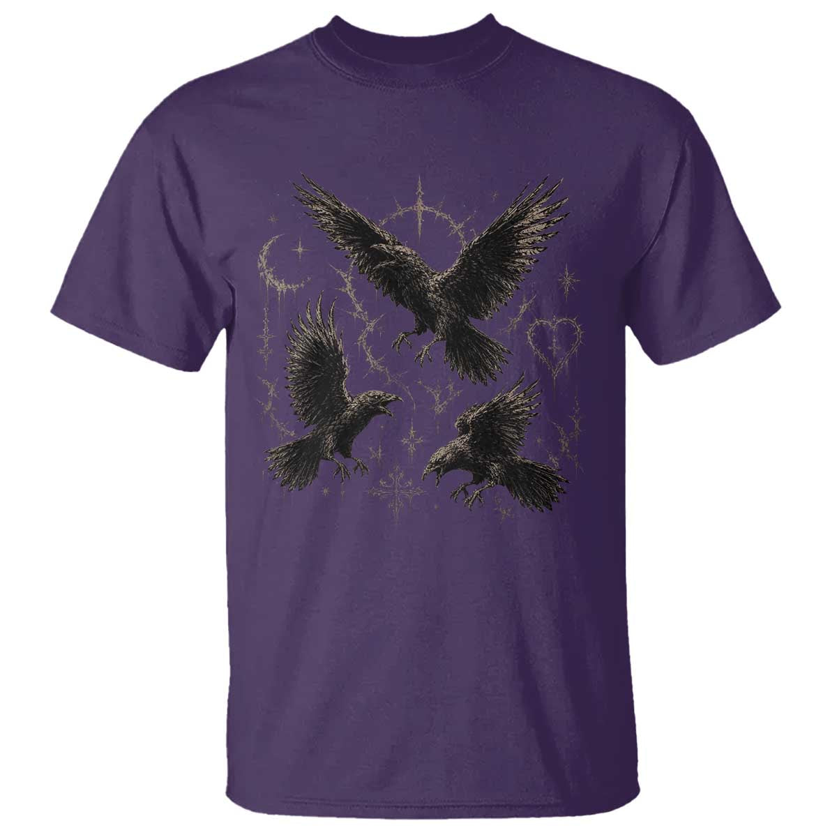 Flying Raven Crow T Shirt Black Bird Gothic Occult Cyber Y2K Dark Academia Ravens Graphic