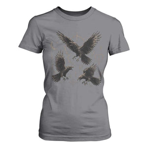 Flying Raven Crow T Shirt For Women Black Bird Gothic Occult Cyber Y2K Dark Academia Ravens Graphic