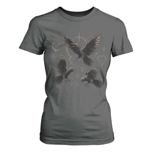 Flying Raven Crow T Shirt For Women Black Bird Gothic Occult Cyber Y2K Dark Academia Ravens Graphic