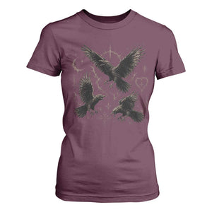 Flying Raven Crow T Shirt For Women Black Bird Gothic Occult Cyber Y2K Dark Academia Ravens Graphic