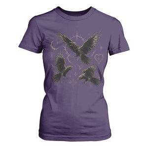Flying Raven Crow T Shirt For Women Black Bird Gothic Occult Cyber Y2K Dark Academia Ravens Graphic