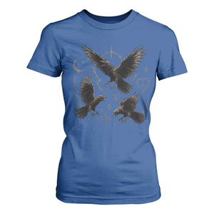 Flying Raven Crow T Shirt For Women Black Bird Gothic Occult Cyber Y2K Dark Academia Ravens Graphic