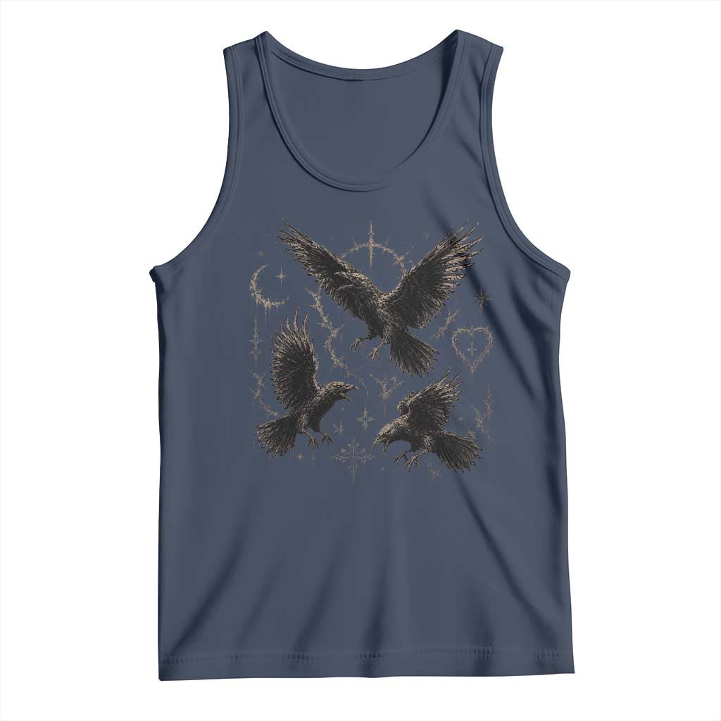 Flying Raven Crow Tank Top Black Bird Gothic Occult Cyber Y2K Dark Academia Ravens Graphic