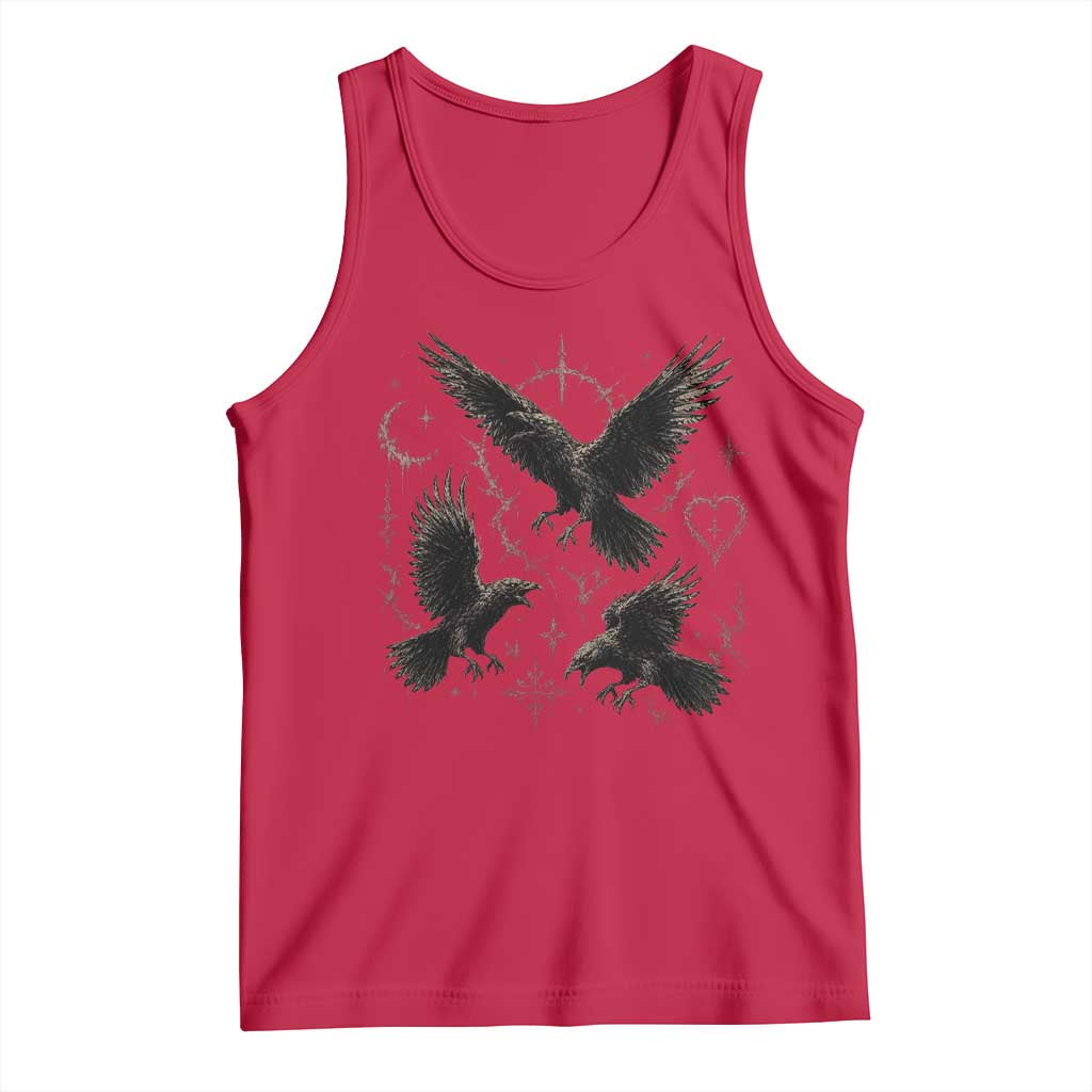 Flying Raven Crow Tank Top Black Bird Gothic Occult Cyber Y2K Dark Academia Ravens Graphic