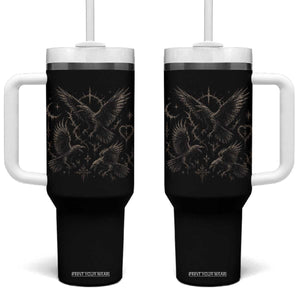 Flying Raven Crow Tumbler With Handle Black Bird Gothic Occult Cyber Y2K Dark Academia Ravens Graphic