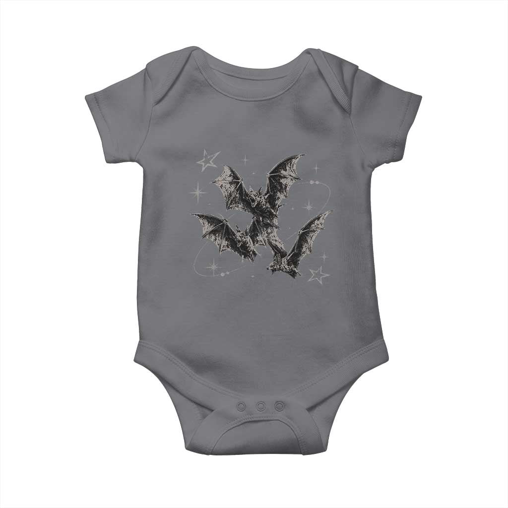 Three Bats Y2k Baby Onesie Vintage 90s Style Bat Gothic Occult Halloween Bat Graphic