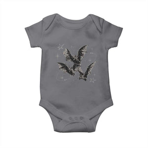 Three Bats Y2k Baby Onesie Vintage 90s Style Bat Gothic Occult Halloween Bat Graphic