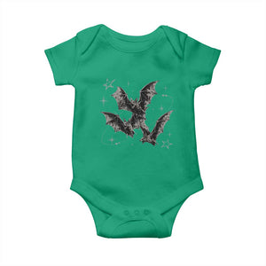 Three Bats Y2k Baby Onesie Vintage 90s Style Bat Gothic Occult Halloween Bat Graphic