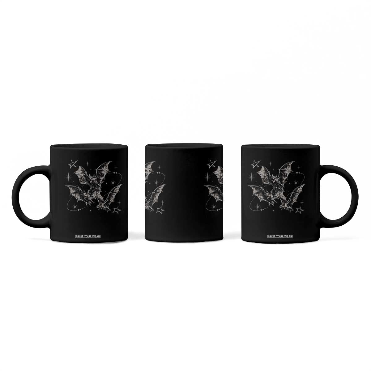 Three Bats Y2k Coffee Mug Vintage 90s Style Bat Gothic Occult Halloween Bat Graphic
