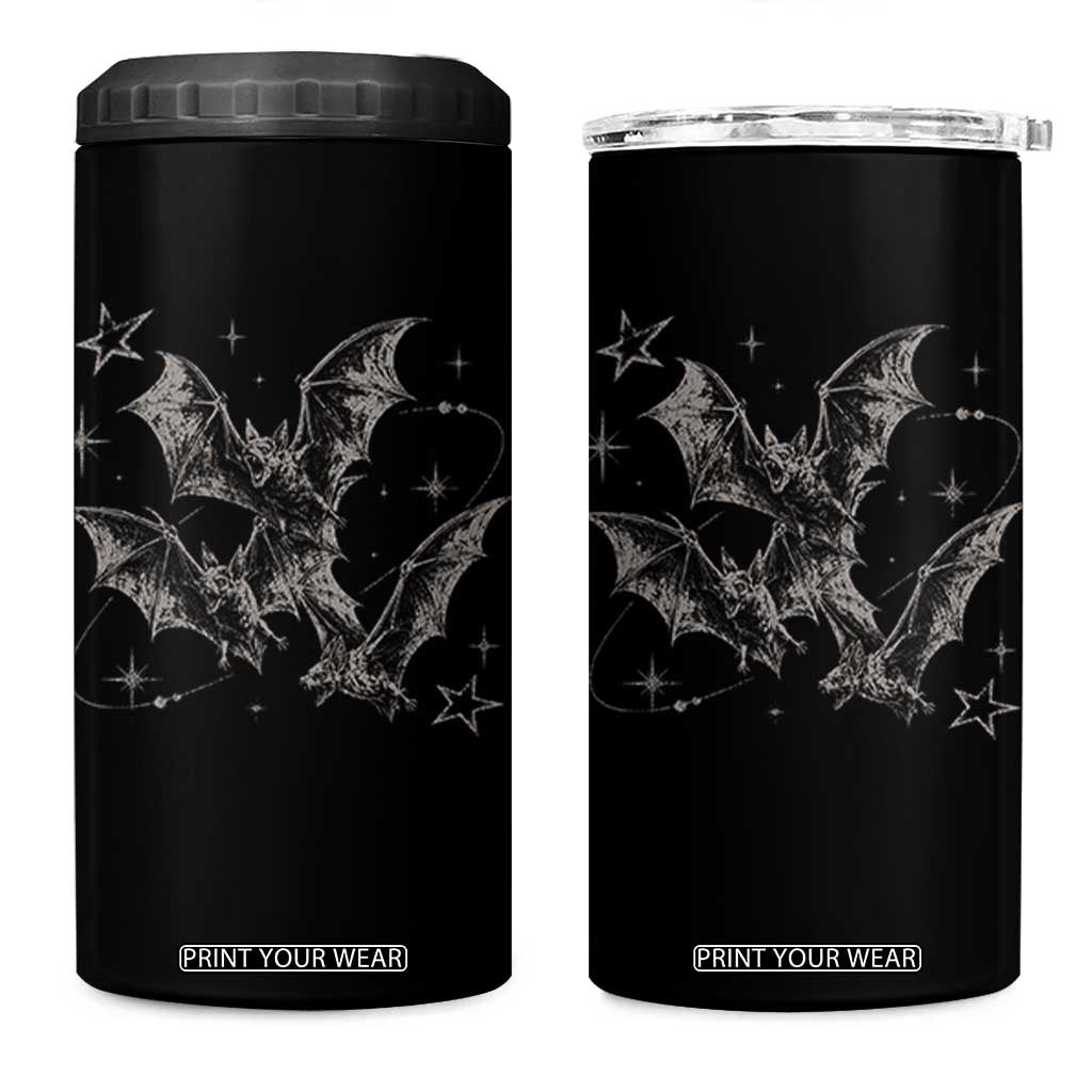 Three Bats Y2k 4 in 1 Can Cooler Tumbler Vintage 90s Style Bat Gothic Occult Halloween Bat Graphic