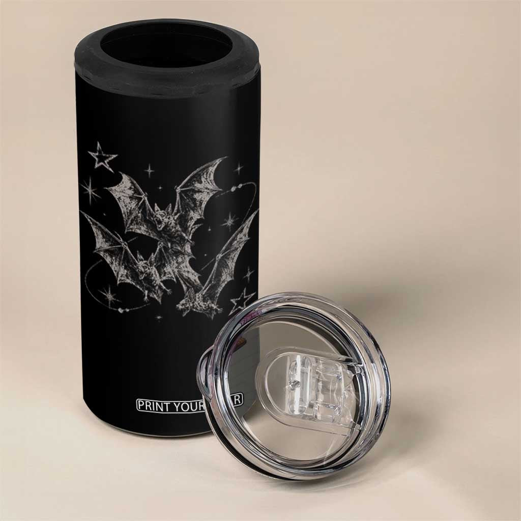 Three Bats Y2k 4 in 1 Can Cooler Tumbler Vintage 90s Style Bat Gothic Occult Halloween Bat Graphic
