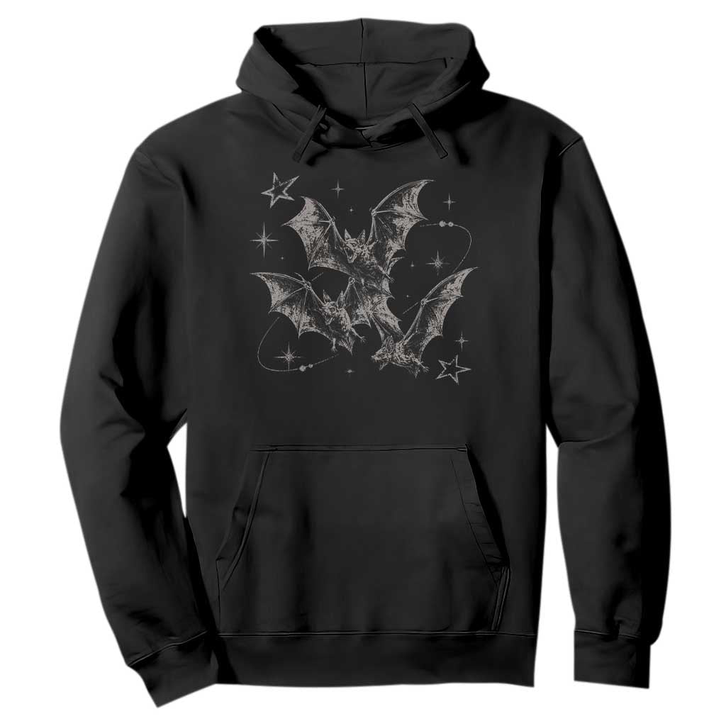 Three Bats Y2k Hoodie Vintage 90s Style Bat Gothic Occult Halloween Bat Graphic TS10 Black Print Your Wear