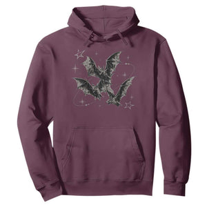 Three Bats Y2k Hoodie Vintage 90s Style Bat Gothic Occult Halloween Bat Graphic