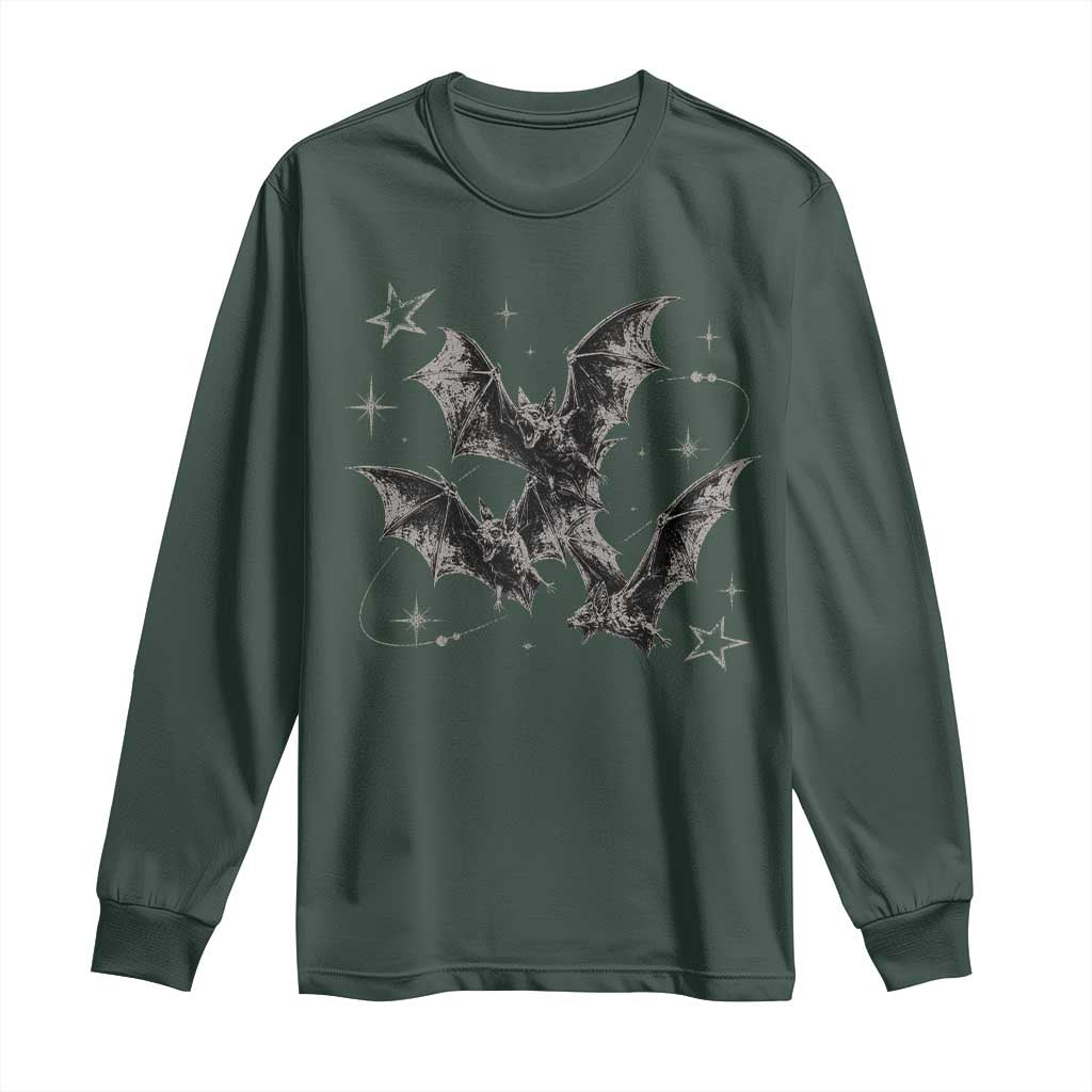 Three Bats Y2k Long Sleeve Shirt Vintage 90s Style Bat Gothic Occult Halloween Bat Graphic