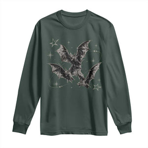 Three Bats Y2k Long Sleeve Shirt Vintage 90s Style Bat Gothic Occult Halloween Bat Graphic
