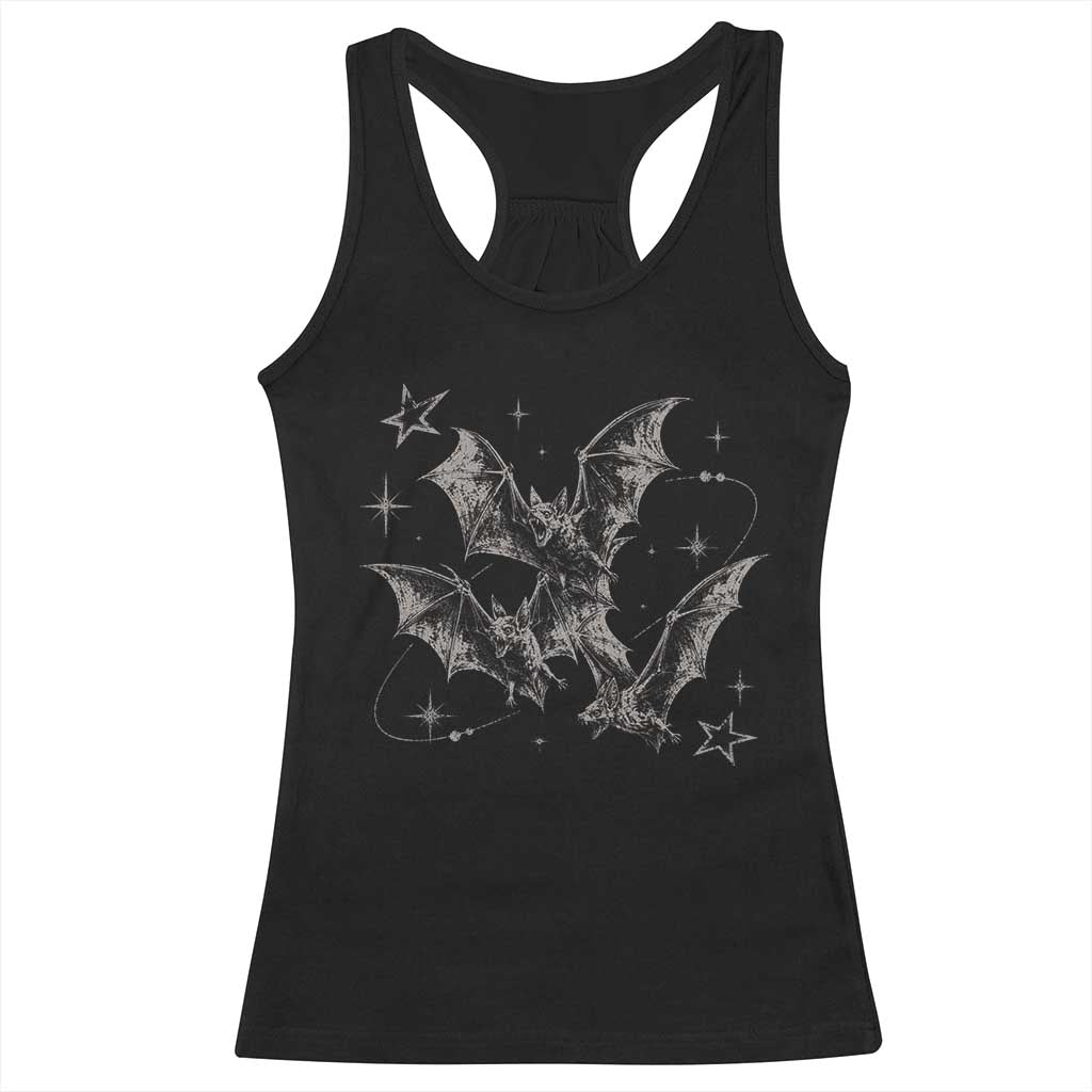Three Bats Y2k Racerback Tank Top Vintage 90s Style Bat Gothic Occult Halloween Bat Graphic TS10 Black Print Your Wear