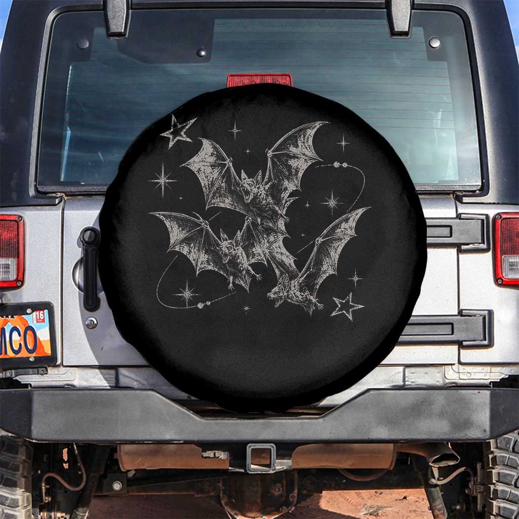 Three Bats Y2k Spare Tire Cover Vintage 90s Style Bat Gothic Occult Halloween Bat Graphic TS10 No hole Black Print Your Wear