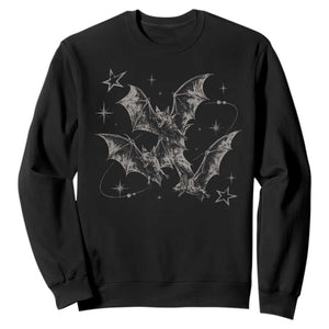 Three Bats Y2k Sweatshirt Vintage 90s Style Bat Gothic Occult Halloween Bat Graphic