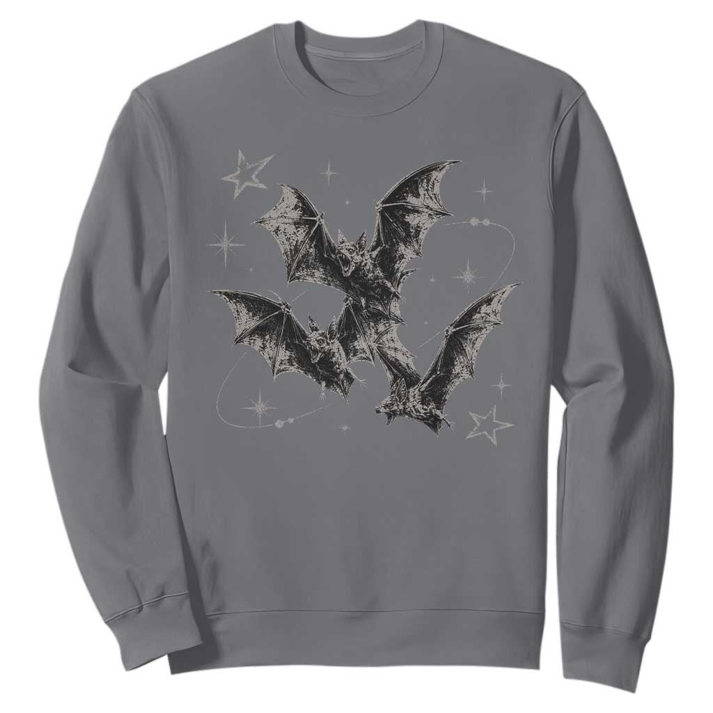 Three Bats Y2k Sweatshirt Vintage 90s Style Bat Gothic Occult Halloween Bat Graphic