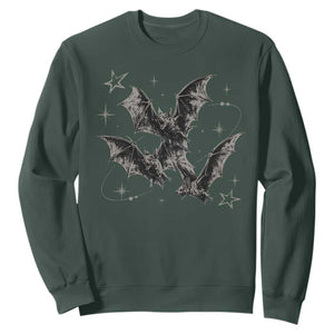 Three Bats Y2k Sweatshirt Vintage 90s Style Bat Gothic Occult Halloween Bat Graphic