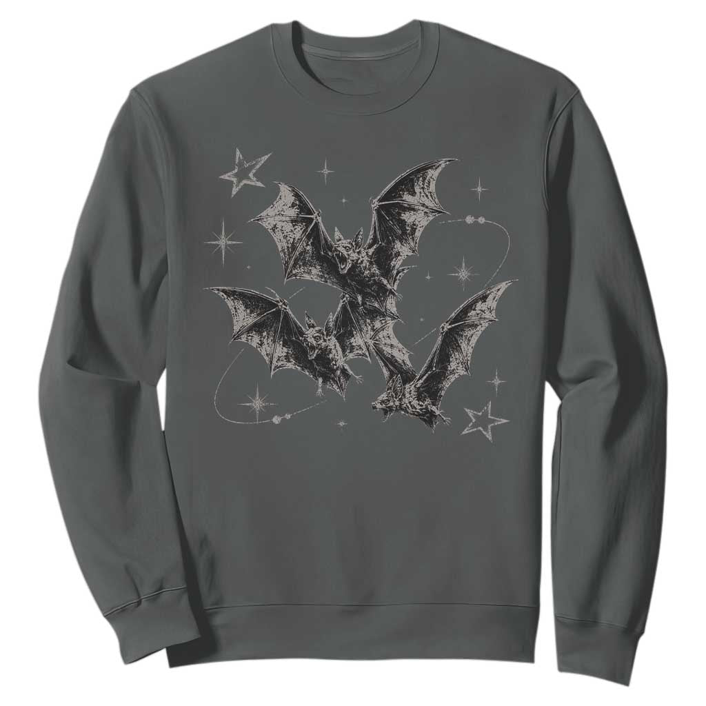 Three Bats Y2k Sweatshirt Vintage 90s Style Bat Gothic Occult Halloween Bat Graphic