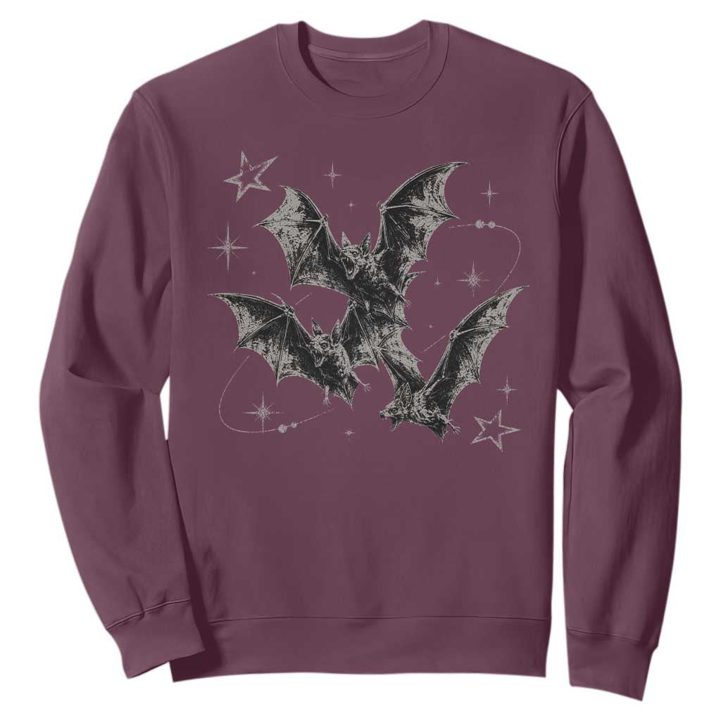 Three Bats Y2k Sweatshirt Vintage 90s Style Bat Gothic Occult Halloween Bat Graphic
