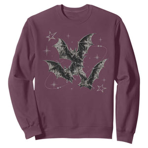 Three Bats Y2k Sweatshirt Vintage 90s Style Bat Gothic Occult Halloween Bat Graphic