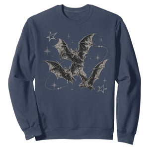 Three Bats Y2k Sweatshirt Vintage 90s Style Bat Gothic Occult Halloween Bat Graphic