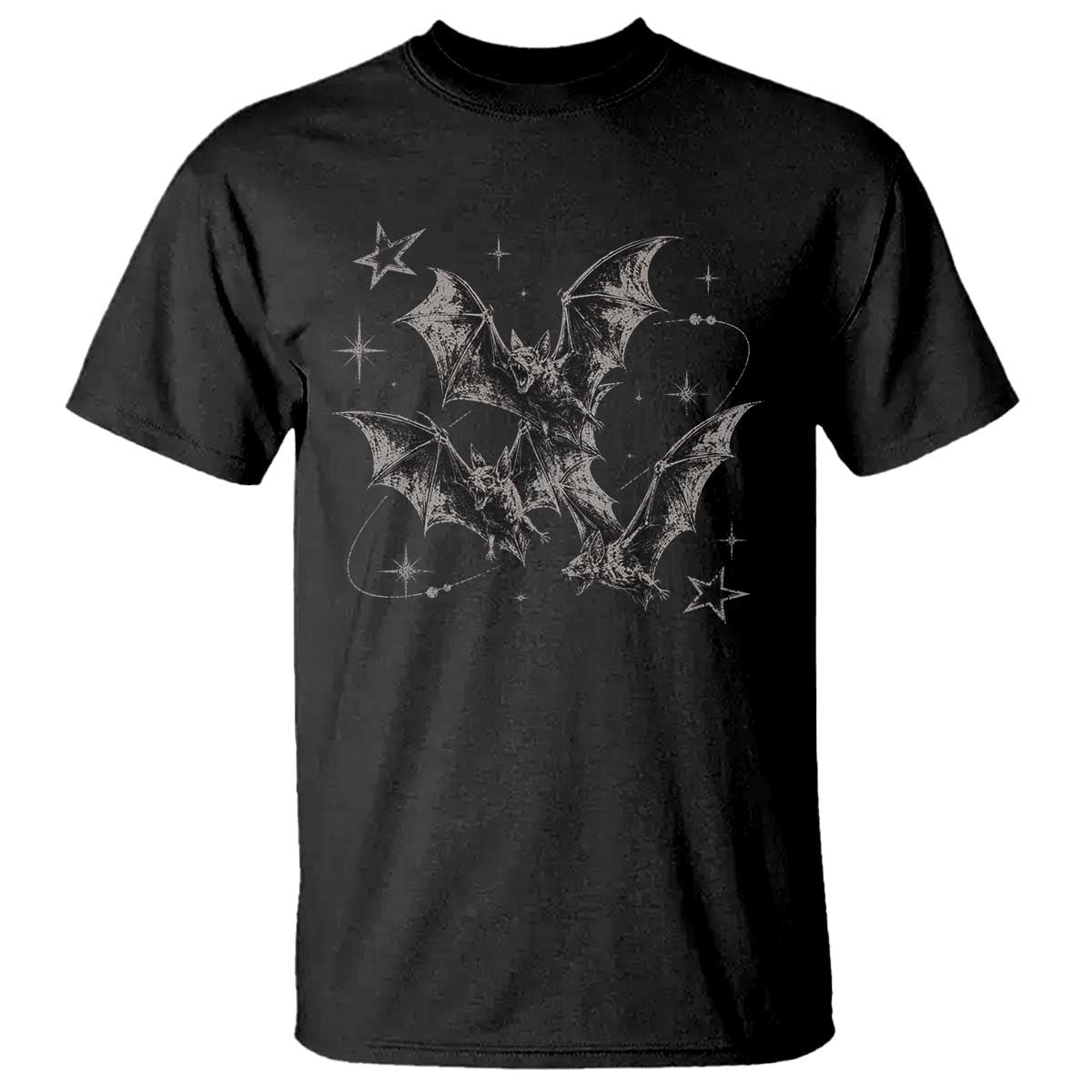 Three Bats Y2k T Shirt Vintage 90s Style Bat Gothic Occult Halloween Bat Graphic