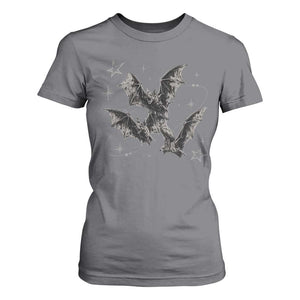 Three Bats Y2k T Shirt For Women Vintage 90s Style Bat Gothic Occult Halloween Bat Graphic