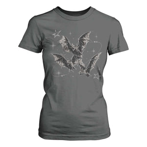 Three Bats Y2k T Shirt For Women Vintage 90s Style Bat Gothic Occult Halloween Bat Graphic