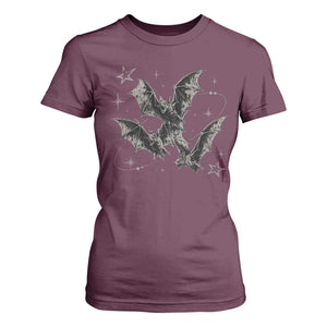 Three Bats Y2k T Shirt For Women Vintage 90s Style Bat Gothic Occult Halloween Bat Graphic