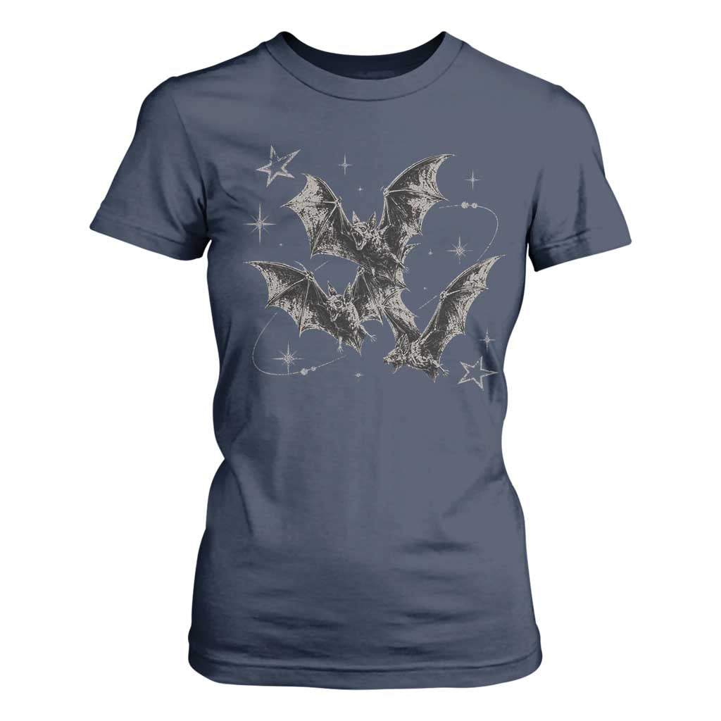 Three Bats Y2k T Shirt For Women Vintage 90s Style Bat Gothic Occult Halloween Bat Graphic