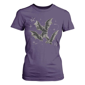 Three Bats Y2k T Shirt For Women Vintage 90s Style Bat Gothic Occult Halloween Bat Graphic