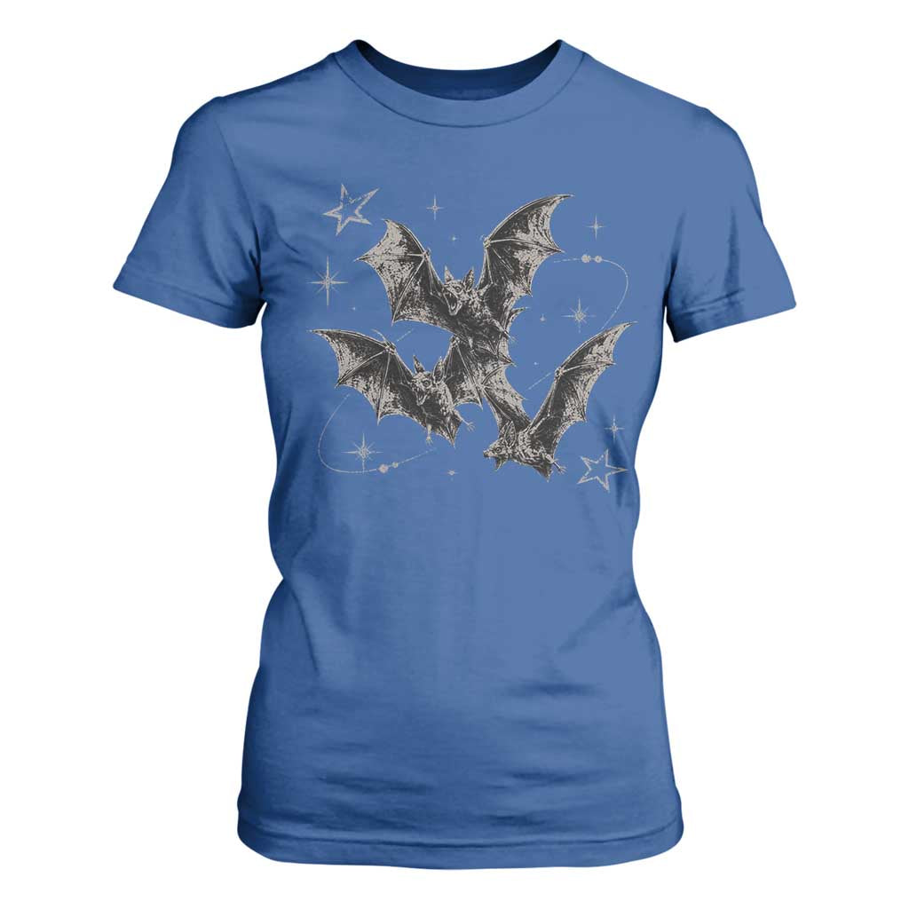 Three Bats Y2k T Shirt For Women Vintage 90s Style Bat Gothic Occult Halloween Bat Graphic