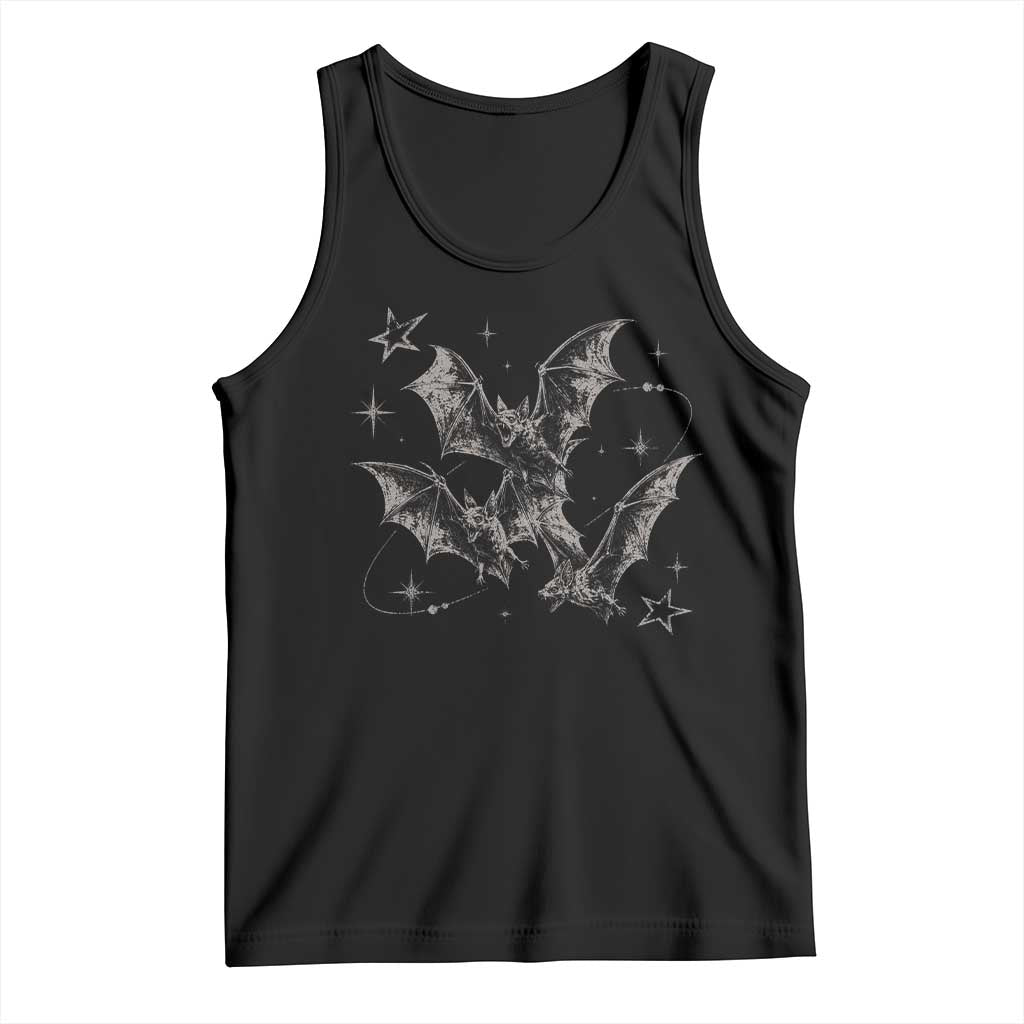 Three Bats Y2k Tank Top Vintage 90s Style Bat Gothic Occult Halloween Bat Graphic TS10 Black Print Your Wear