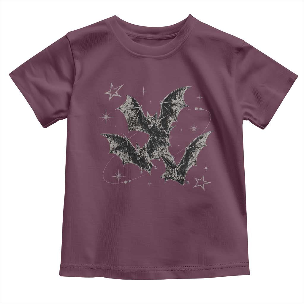 Three Bats Y2k Toddler T Shirt Vintage 90s Style Bat Gothic Occult Halloween Bat Graphic