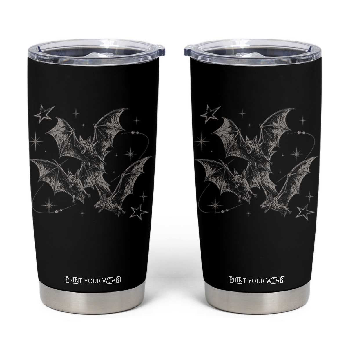 Three Bats Y2k Tumbler Cup Vintage 90s Style Bat Gothic Occult Halloween Bat Graphic