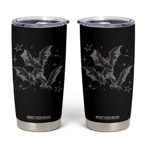 Three Bats Y2k Tumbler Cup Vintage 90s Style Bat Gothic Occult Halloween Bat Graphic